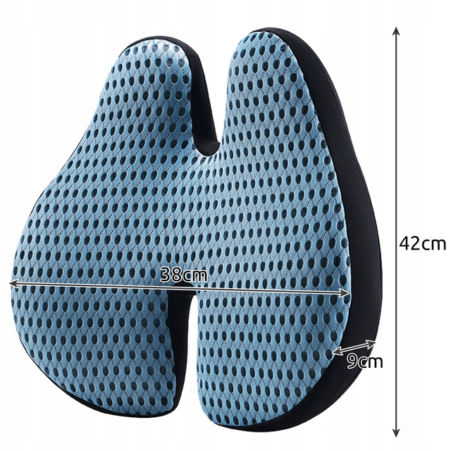 Ortopedický polštář, bederní paměťová pěna, na opěradlo, na židli, na stůl, do auta, Modrá