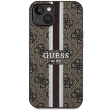 Etui Guess GUHMP14SP4RPSW pro iPhone 14 6,1" brązowý/hnědý pevný obal 4G Printed Stripes MagSafe