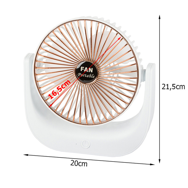 Stolní ventilátor Bezdrátový ventilátor Stojací přenosná dobíjecí baterie Tichý FAN Bílý