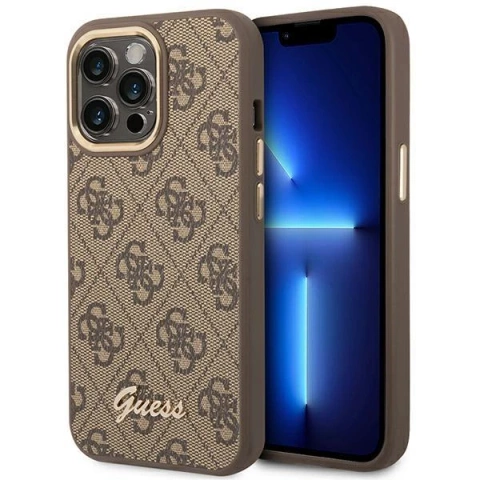 Etui Guess GUHCP14LHG4SHW для Apple iPhone 14 Pro 6,1" brown/коричневий жорсткий чохол 4G Vintage Gold Logo
