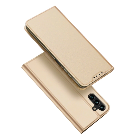 Pouzdro Dux Ducis Skin Pro pro Samsung Galaxy A14 5G flip cover card stojánek na peněženku zlatý