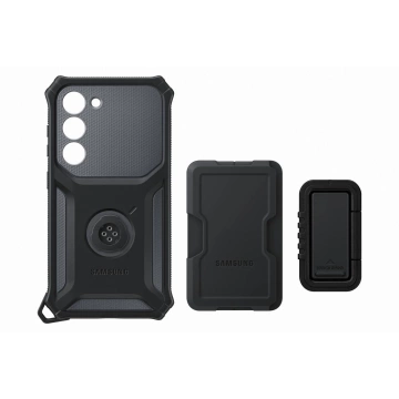 Pouzdro Samsung Rugged Gadget pro Samsung Galaxy S23 pancéřový stojánek na krycí kroužek šedý