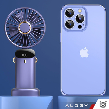 Fan Fan Handheld Fan Wireless Alogy Desktop Portable Handheld with Phone Holder USB-C Navy Blue
