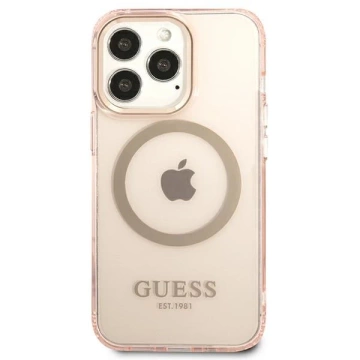 Etui Guess GUHMP13XHTCMP do iPhone 13 Pro Max 6,7" hard case Gold Outline Translucent MagSafe