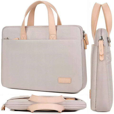 Pánská a dámská brašna přes rameno na notebook, tablet, 14 palců, látková cestovní, obal Alogy, béžová