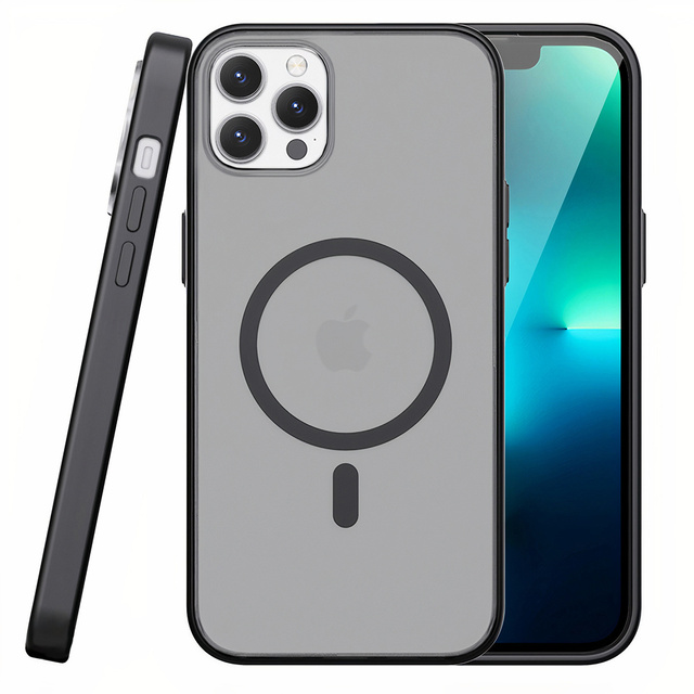 Matné puzdro Alogy MagCase pre puzdro MagSafe s magnetickým krúžkom pre Apple iPhone 12/ 12 Pro čierne sklo