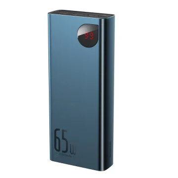 Powerbanka Baseus Adaman Metal 20000mAh, PD, QC 3.0, 65W, 2xUSB USB-C micro USB, (niebieski)