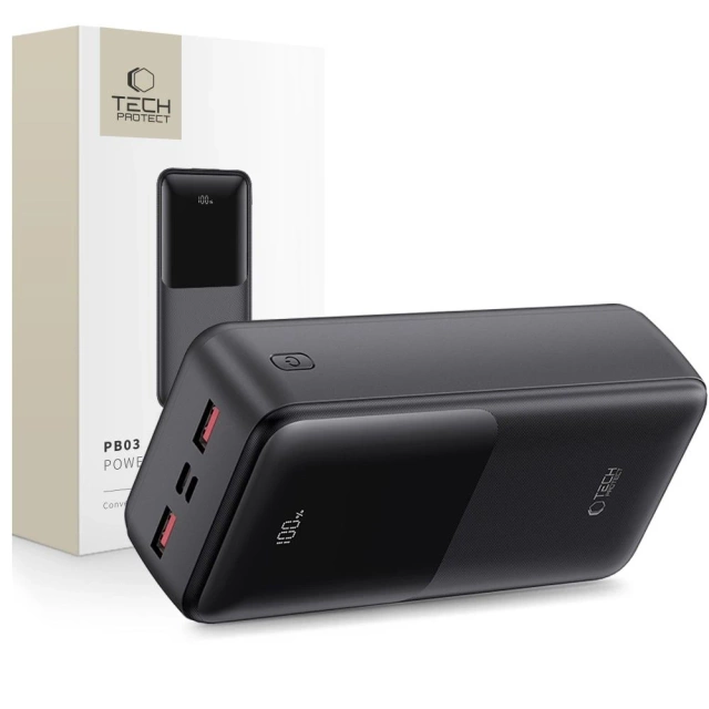 Powerbank Tech-Protect PB03 30000mAh 22.5W Czarny USB-A USB-C
