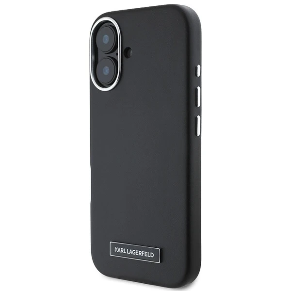 Karl Lagerfeld Hülle für iPhone 16 Plus 6,7" Schwarzes MagSafe Hardcase FW Metallplatte