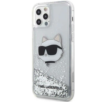 Karl Lagerfeld KLHCP12MLNHCCS ochranné pouzdro na telefon Apple iPhone 12/12 Pro 6,1" stříbrný/stříbrný pevný obal Glitter Choupette Head