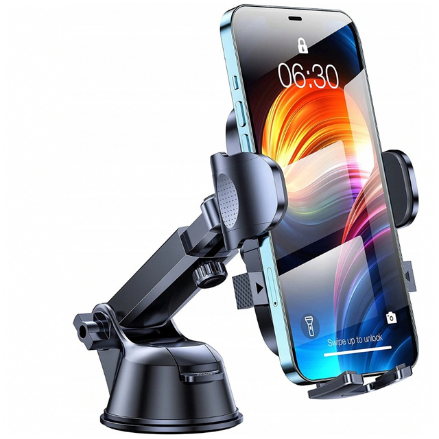 Uchwyt samochodowy do telefonu 2w1 Alogy na szybę do kratki na deskę rozdzielczą Czarny + Kabel USB-C 2.4A 1m