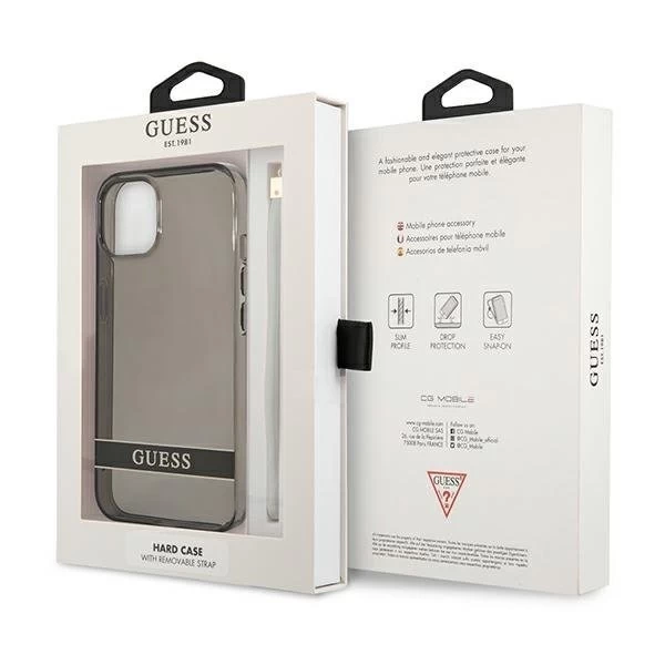 Guess GUHCP13MHTSGSK iPhone 13 6,1" čierne/čierne pevné puzdro Translucent Stap