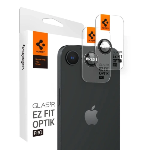 Ochranné pouzdro pro fotoaparát Spigen Optik Pro Glas.TR "EZ Fit" pro iPhone 16e, 2 ks, černé