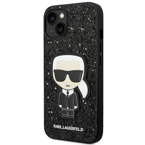 Protective phone case Karl Lagerfeld KLHCP14MGFKPK for Apple iPhone 14 Plus 6.7" hardcase black/black Glitter Flakes Ikonik