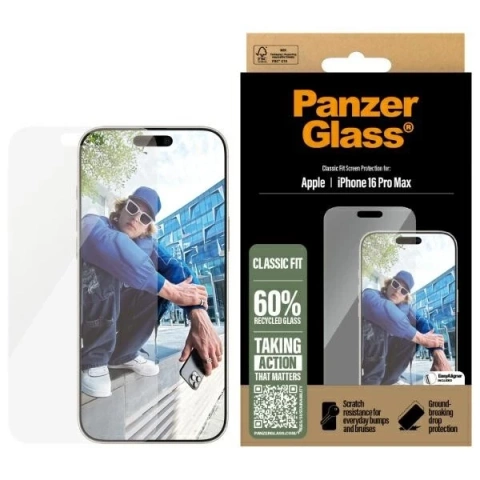 Tempered Glass for iPhone 16 Pro Max PanzerGlass Screen Protector Classic Fit