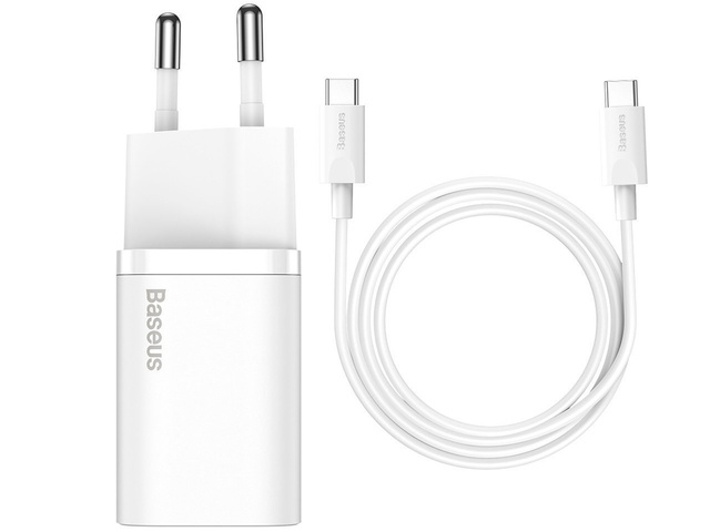 Baseus USB-C PD 25W nabíjací kábel na stenu pre USB-C biely