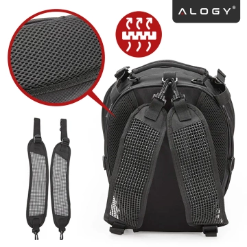 Wasserdichter Motorradrucksack 40 l – 5-in-1 – Topcase, Soziustasche, Gepäckträgertasche, Helmtasche, mit Schutzhülle, Nylon, City-Tasche für Motorräder – Alogy RoadMaster™ Schwarz