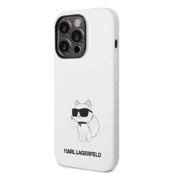 Karl Lagerfeld Pouzdro KLHCP14XSNCHBCH pro iPhone 14 Pro Max 6,7" pevné pouzdro Silikonová Choupette bílá/bílá