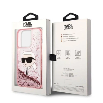 Karl Lagerfeld KLHCP14XLNKHCP puzdro pre iPhone 14 Pro Max 6,7" pevné puzdro Glitter Karl Head ružové/ružové