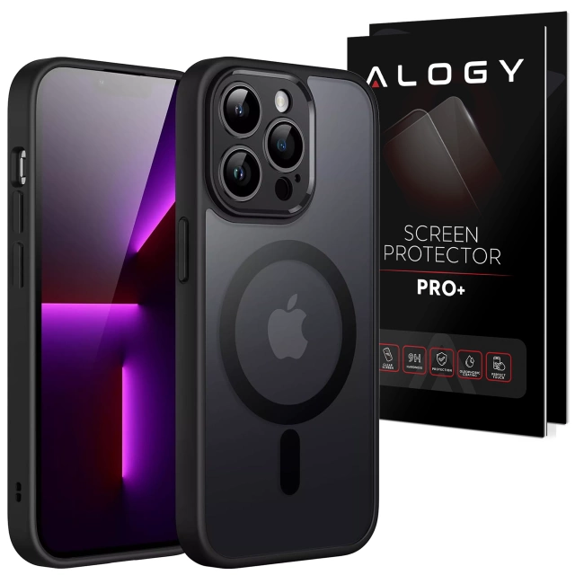 Puzdro pre Apple iPhone 12 Pro Alogy MagSafe Hybrid Matte Case Matný kryt s ochranou šošovky čierne sklo