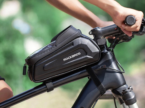 Pouch bag bike pannier phone holder for frame RockBros B68 Black