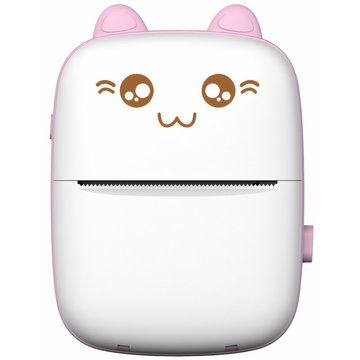 Drukuś Thermal Printer with 6 Rolls of Thermal Paper for Kids Pink