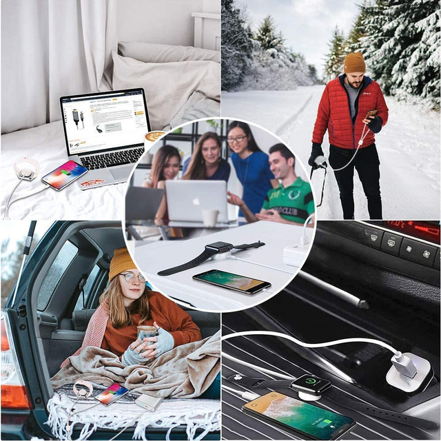 Ładowarka indukcyjna Kabel 150cm UltraBoost 2w1 Magnetic & Lightning do Apple Watch iPhone iPad White