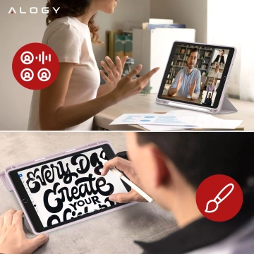 Puzdro na Apple iPad 10.2 9 Gen 8/7 2021/2020/2019 Smart Pencil Case Alogy TPU Kryt na tablet Ružové sklo