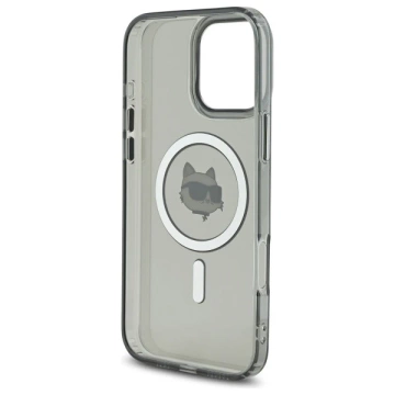 Karl Lagerfeld iPhone 16 Pro Max 6.9" Case Black MagSafe Hardcase IML Metal Choupette Head
