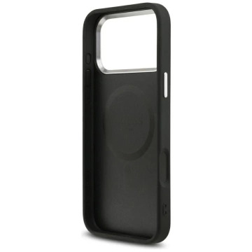 Etui Guess Grained Triangle Logo MagSafe do iPhone 17 Pro Czarny