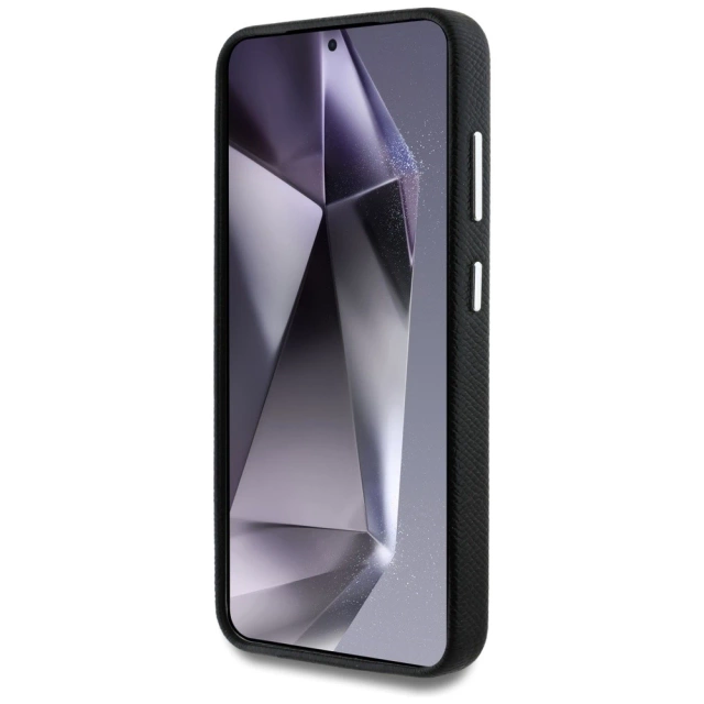 Etui Guess Grained Triangle Logo MagSafe do Samsung Galaxy S25 Czarny