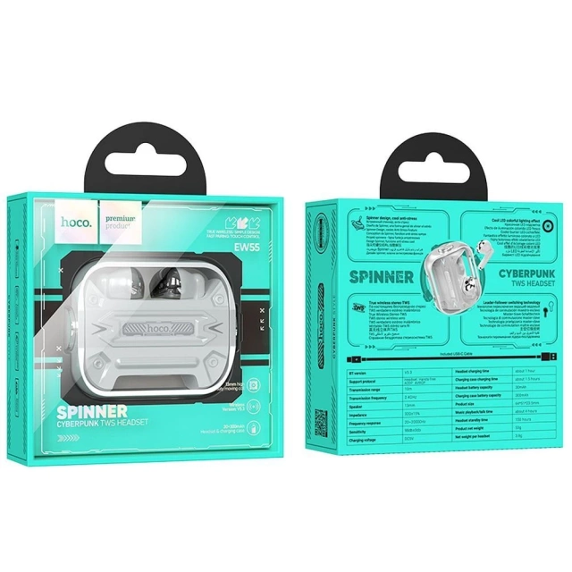 HOCO TWS EW55 wireless bluetooth headphones silver