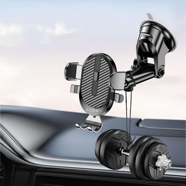 Alogy Autohalterung für 6,5-Zoll-Telefon, Schwerkraft, für Windschutzscheibe, Armaturenbrett Easy One Touch Black