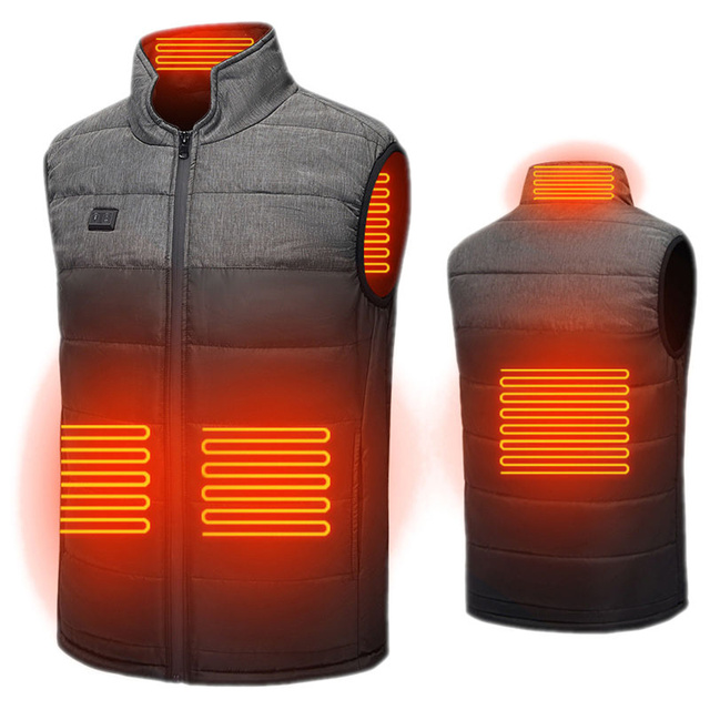 Heated Vest Heated Women Men's Quilted Sleeveless Jacket Electric Jacket Unisex Size M Winter Warm Black Gray