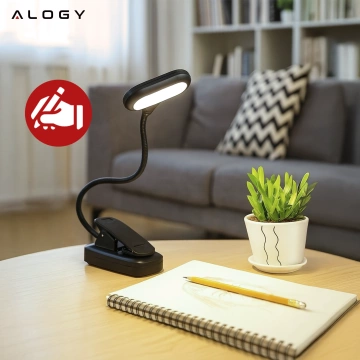 Bezdrôtová pripínacia stolová lampa Alogy na čítanie v čiernej farbe