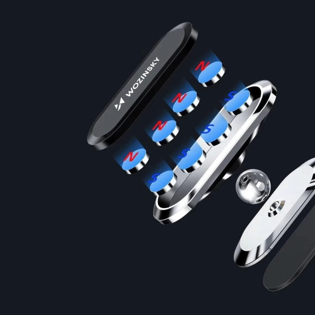 Wozinsky samolepiaci magnetický 360 držiak na palubnú dosku auta strieborný (WMH-06)