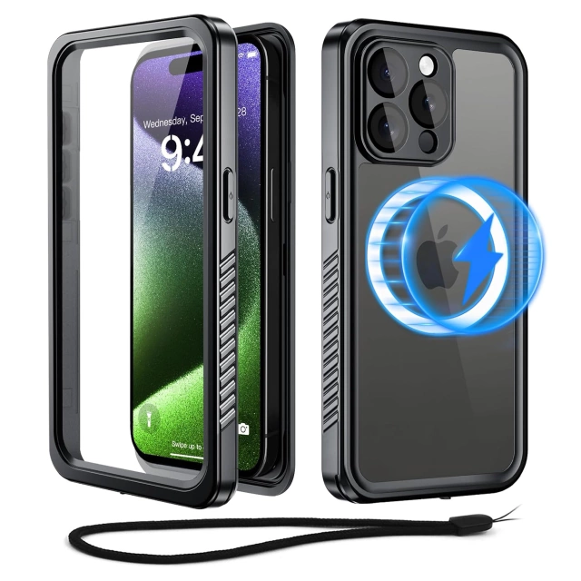Puzdro pre Apple iPhone 15 Pro Armored 360 puzdro pre Mag Safe vodeodolné Armor IP68 Alogy čierne