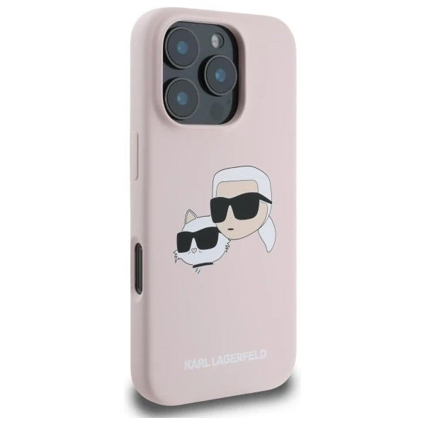Etui Karl Lagerfeld Silicone Double Heads Print MagSafe do iPhone 16 Pro Max Pink