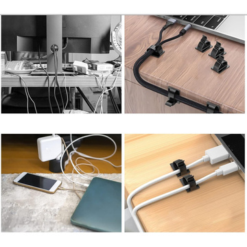 Self-adhesive clips x50 Desk cable organizer cable organizers for desk top wires 3M tape Alogy [50pcs]