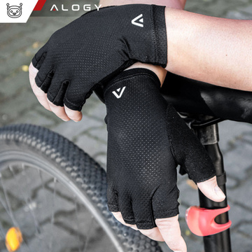 Cyklistické rukavice L krátke bezprsté pánske dámske Unisex športové cyklistické rukavice na MTB Gravel Kross Alogy Black