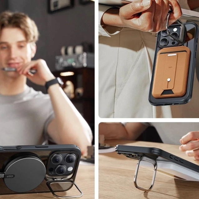 Etui obudowa ESR Classic Hybrid Kickstand Halolock Magsafe & Tempered Glass do iPhone 16 Pro Clear/Black