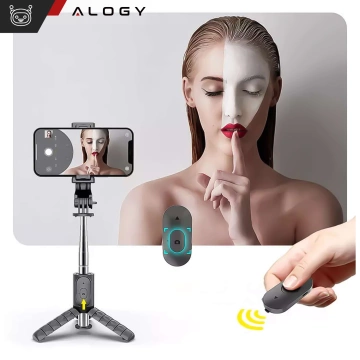 Selfie stick tripod Bluetooth Alogy Tripod phone holder Black