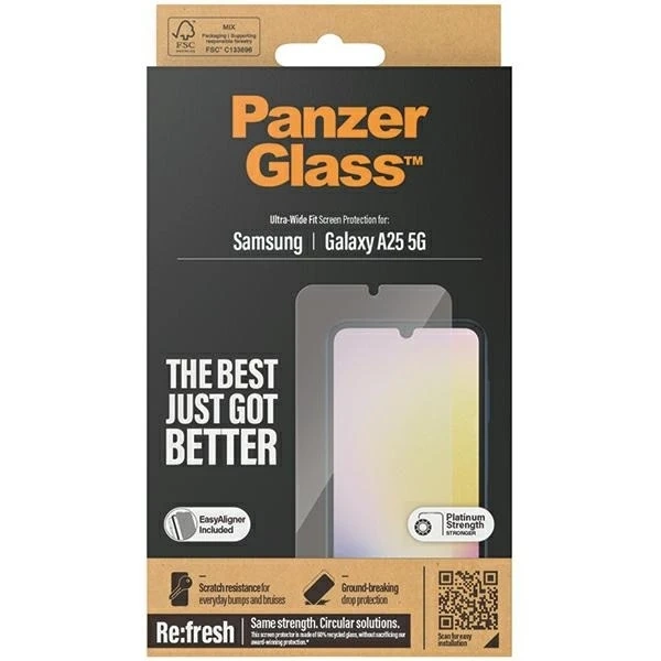 Tvrzené sklo pro Samsung Galaxy A25 5G PanzerGlass Ultra-Wide Fit EasyAligner