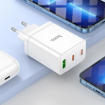 HOCO nástěnná nabíječka 2 x Type C USB A kabel Type C to Lightning PD QC3.0 3A 35W Bílá
