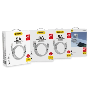 Dudao samoorganizační magnetický kabel USB - micro USB 5 A 1 m šedý (L1xsM světle šedý)