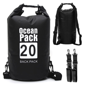 20L Water Resistant Sack Waterproof Pouch Kayak Sail Bag PVC for Sports Black