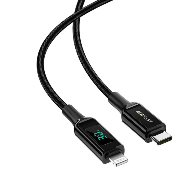 Acefast kábel MFI USB Typ C - Lightning 1,2m, 30W, 3A czarny (C6-01 Black)