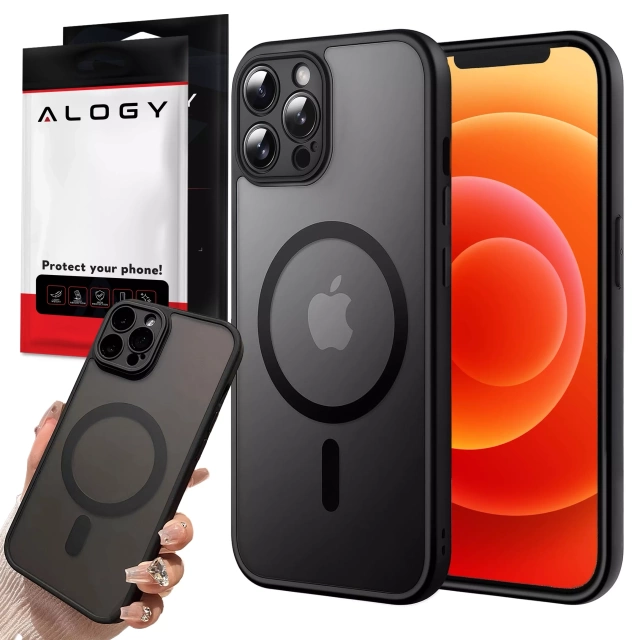 Puzdro pre Apple iPhone 12 Pro Alogy MagSafe Hybrid Matte Case Matný kryt s ochranou šošovky čierne sklo