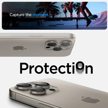 2 x Spigen Optik.TR ”Ez Fit” Camera Protector for iPhone 14 Pro / Pro Max / 15 Pro / Pro Max Natural Titanium