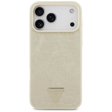 Etui Guess MagSafe do iPhone 17 Pro Max Croco Triangle Logo Gold